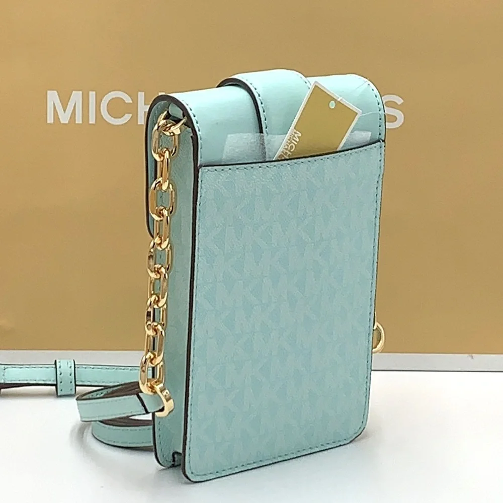 NWT MICHAEL KORS CARMEN SMALL NORTH SOUTH XBODY BAG FAIR AQUA COLOR